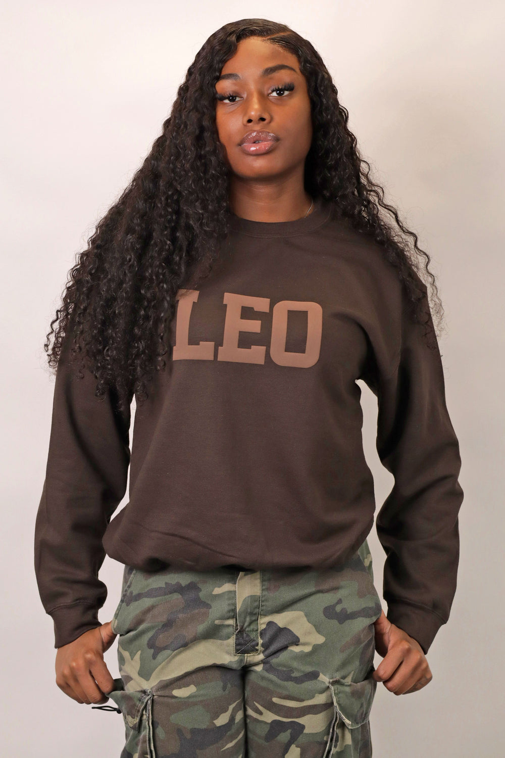 Chocolate Zodiac Puff Print Crewneck