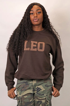 Chocolate Zodiac Puff Print Crewneck