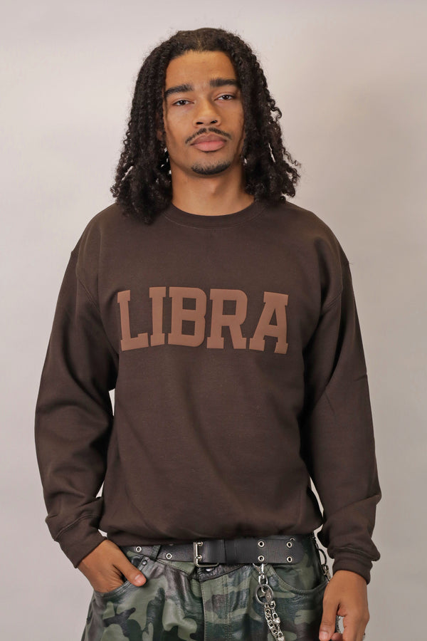 Chocolate Zodiac Puff Print Crewneck
