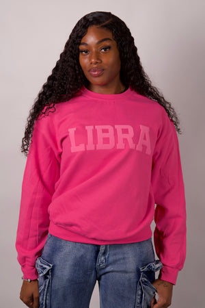 Pink Zodiac Puff Print Crewneck