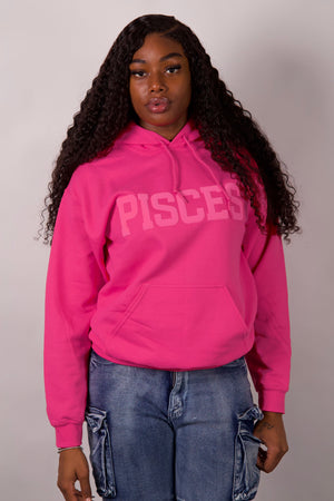 Pink Zodiac Puff Print Hoodie