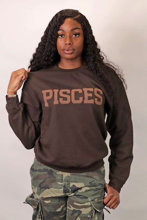 Chocolate Zodiac Puff Print Crewneck