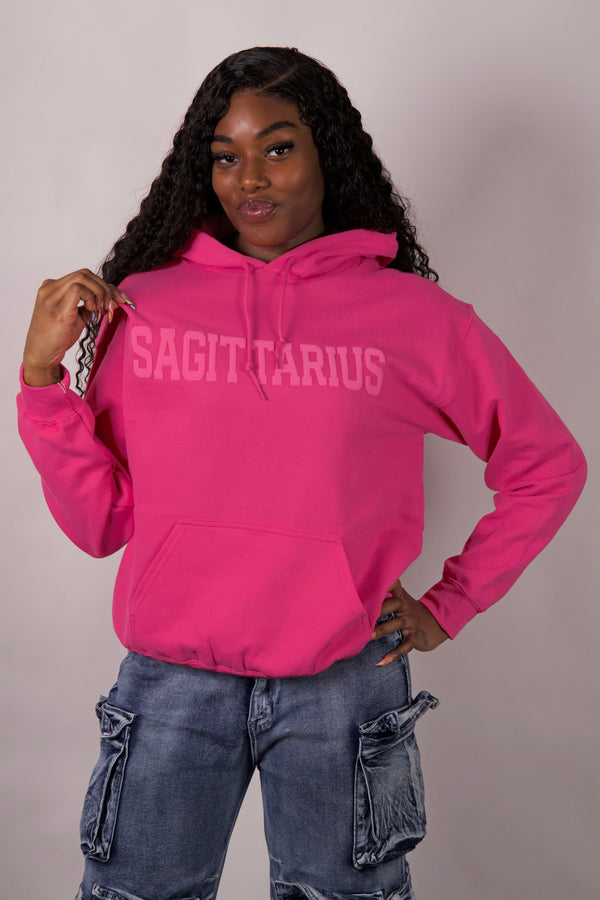 Pink Zodiac Puff Print Hoodie