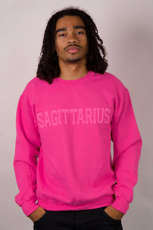 Pink Zodiac Puff Print Crewneck