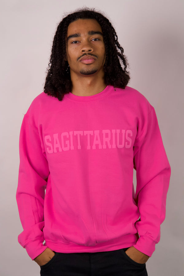 Pink Zodiac Puff Print Crewneck
