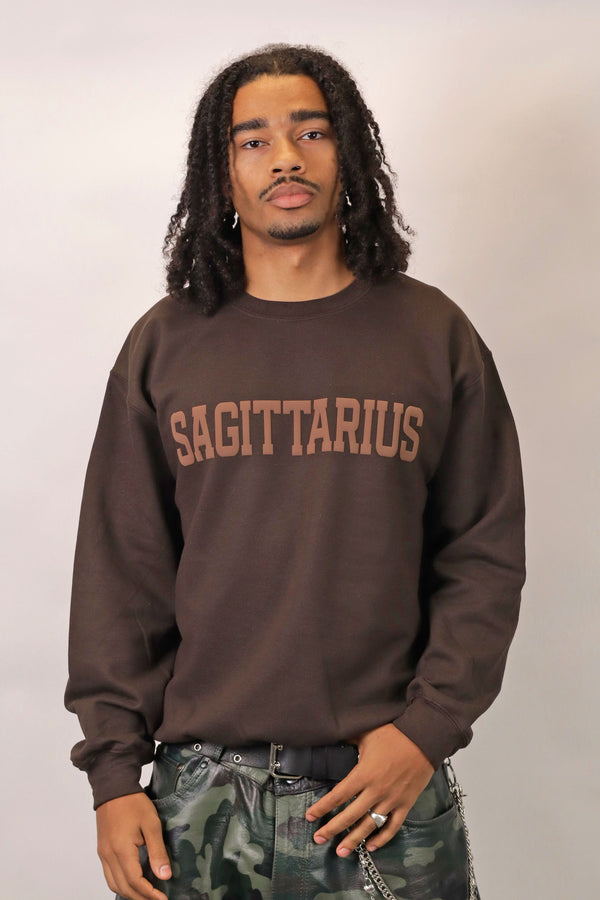 Chocolate Zodiac Puff Print Crewneck