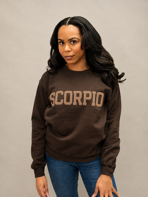 Chocolate Zodiac Puff Print Crewneck