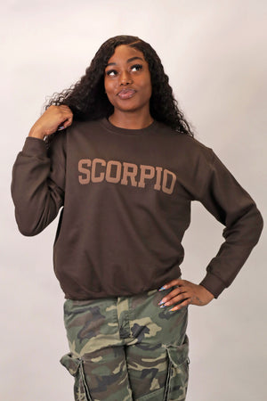 Chocolate Zodiac Puff Print Crewneck