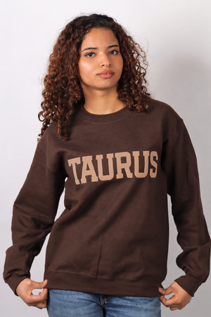 Chocolate Zodiac Puff Print Crewneck