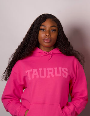 Pink Zodiac Puff Print Hoodie