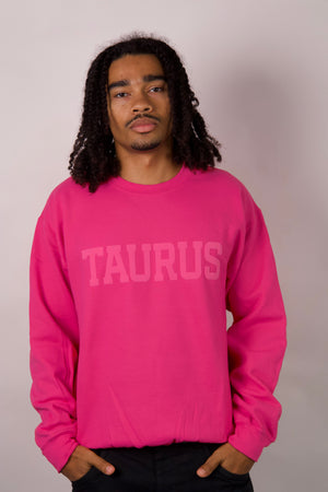 Pink Zodiac Puff Print Crewneck