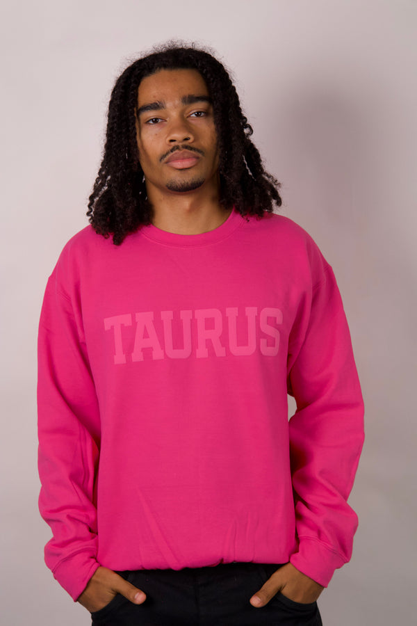 Pink Zodiac Puff Print Crewneck