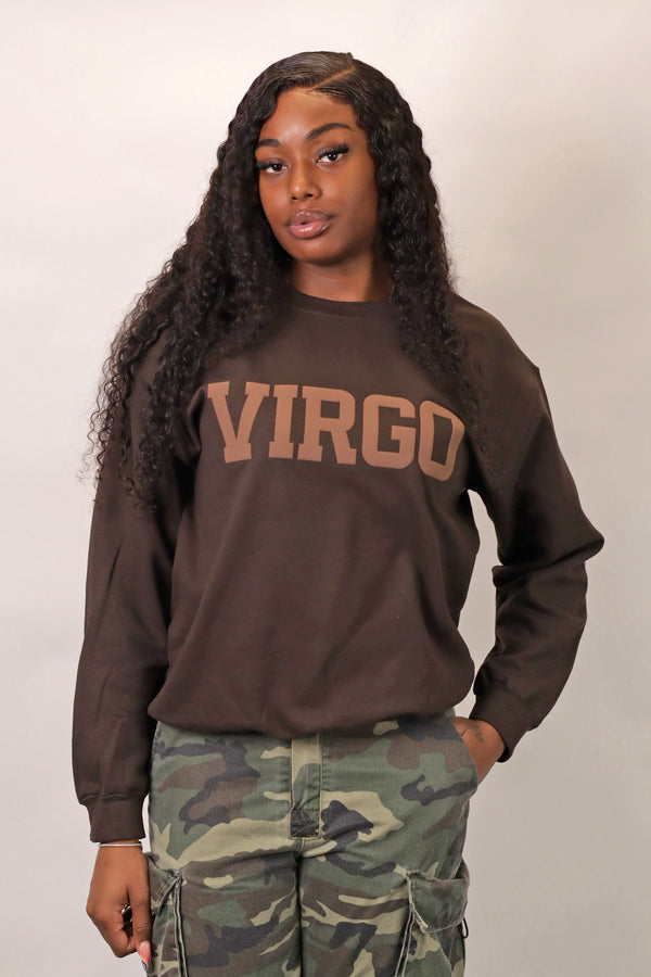 Chocolate Zodiac Puff Print Crewneck