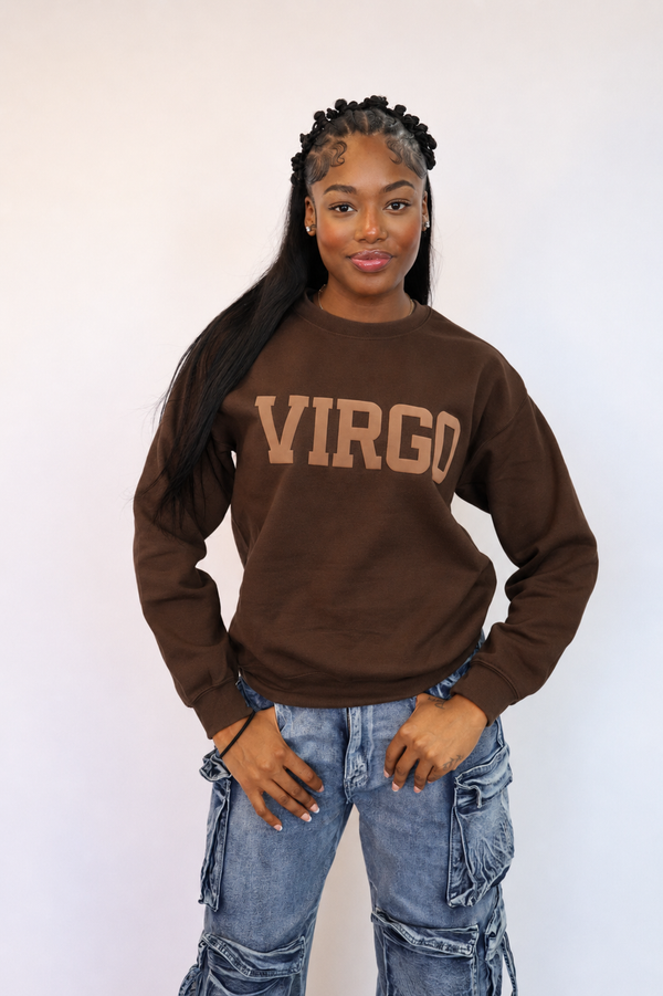 Chocolate Zodiac Puff Print Crewneck