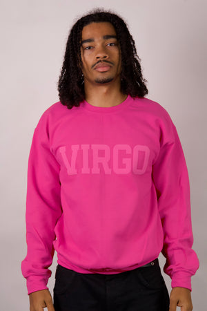 Pink Zodiac Puff Print Crewneck